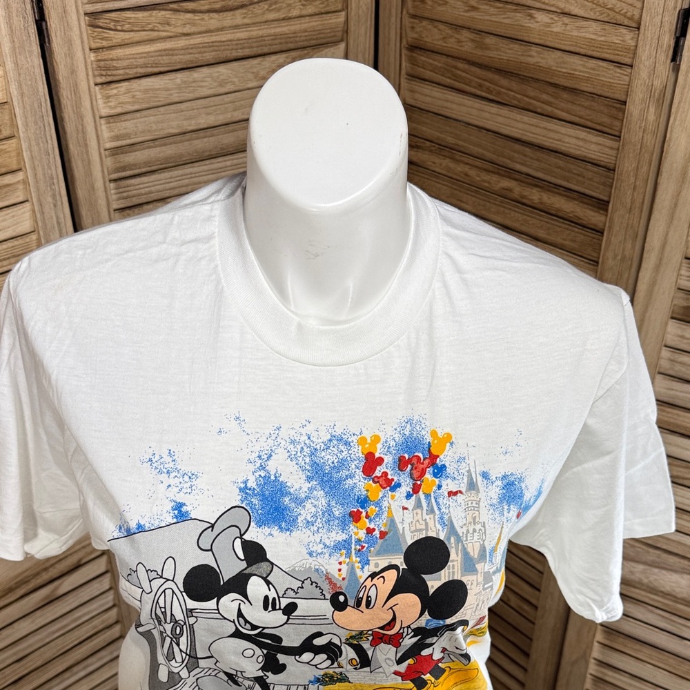 Disney T-Shirt Mickey's 60th Birthday Graphic Vintage NWT Yellow Blue Size XL - Picture 3 of 9